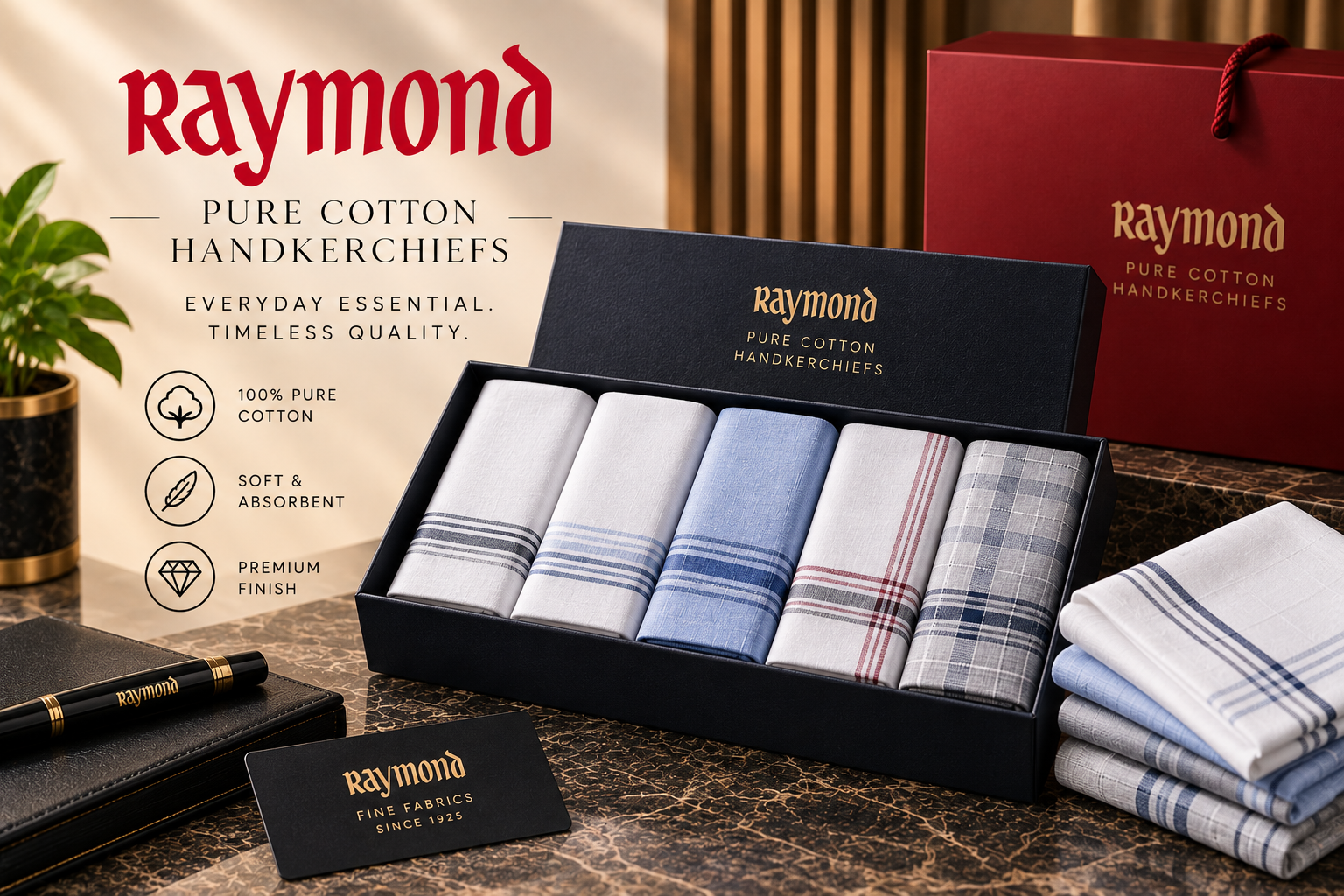 7. Raymond Pure Cotton Handkerchiefs